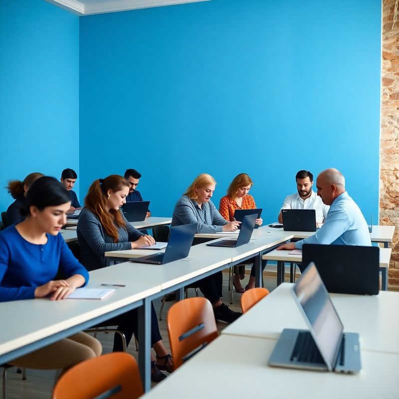 Mala grupa polaznika u učionici u Puli radi na prijenosnim računalima